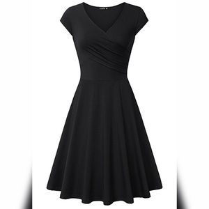Women's V Neck Fit and Flare A Line Cocktail Dress